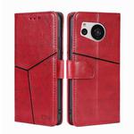 For Sharp Aquos Sense7 Geometric Stitching Leather Phone Case(Red)