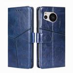 For Sharp Aquos Sense7 Geometric Stitching Leather Phone Case(Blue)
