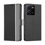 For vivo Y35 4G / Y22 / Y22s Twill Texture Side Button Leather Phone Case(Black)