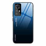 For Xiaomi Redmi K50 Ultra / 12T / 12T Pro Gradient Color Glass Phone Case(Blue Black)