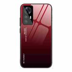 For Xiaomi Redmi K50 Ultra / 12T / 12T Pro Gradient Color Glass Phone Case(Red Black)