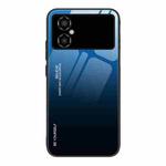 For Xiaomi Poco M4 5G Global Gradient Color Glass Phone Case(Blue Black)