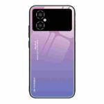 For Xiaomi Poco M4 5G Global Gradient Color Glass Phone Case(Pink Purple)