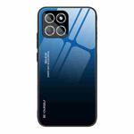 For Honor X8 Gradient Color Glass Phone Case(Blue Black)