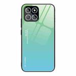 For Honor X8 Gradient Color Glass Phone Case(Green Cyan)