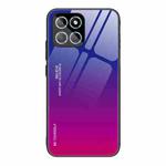 For Honor X8 Gradient Color Glass Phone Case(Purple Red)