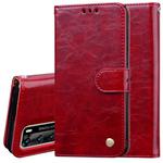 For Huawei P40 Business Style Oil Wax Texture Horizontal Flip Leather Case, with Holder & Card Slots & Wallet(Red)