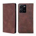 For vivo Y35 4G / Y22 / Y22s Skin Feel Magnetic Leather Phone Case(Dark Brown)