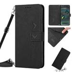 For Google Pixel 7 Skin Feel Heart Pattern Leather Phone Case With Lanyard(Black)