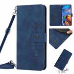 For Motorola Edge 30 Skin Feel Heart Pattern Leather Phone Case With Lanyard(Blue)