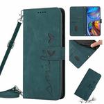 For Motorola Moto G42 Skin Feel Heart Pattern Leather Phone Case With Lanyard(Green)