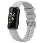 For Fitbit Inspire3 Solid Color Silicone Watch Band, Size:L Size(Rock Grey)