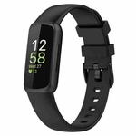 For Fitbit Inspire3 Solid Color Silicone Watch Band, Size:S Size(Black)