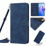 For Realme C30 4G Skin Feel Heart Pattern Leather Phone Case with Lanyard(Blue)