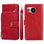 For Sharp Aquos Sense7 Zipper Bag Leather Phone Case(Red)
