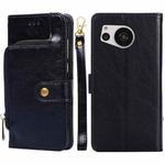 For Sharp Aquos Sense7 Zipper Bag Leather Phone Case(Black)