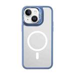 For iPhone 14 Plus Mutural Color Holder Magsafe Phone Case(Sierra Blue)