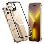 For iPhone 14 Pro 360 Full Body Magnetic Frosted Magsafe Phone Case(Gold)