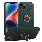 For iPhone 14 Plus Litchi Texture Magnetic Phone Case with Ring Holder(Green)