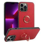 For iPhone 14 Pro Litchi Texture Magnetic Phone Case with Ring Holder(Red)