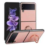 For Samsung Galaxy Z Flip4 Litchi Texture Magnetic Phone Case with Ring Holder(Pink)
