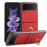 For Samsung Galaxy Z Flip4 Litchi Texture Magnetic Phone Case with Ring Holder(Red)