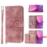 For Xiaomi 12 Lite Skin-feel Flowers Embossed Wallet Leather Phone Case(Pink)