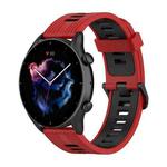 For  Amazfit GTR 4 Stripe Two-color Silicone Watch Band(Red Black)