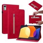 For Xiaomi Pad 5 Pro 12.4 Skin Feel Solid Color Zipper Leather Tablet Case(Red)