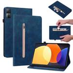 For Xiaomi Redmi Pad 5G Skin Feel Solid Color Zipper Leather Tablet Case(Blue)