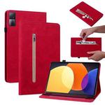 For Xiaomi Redmi Pad 5G Skin Feel Solid Color Zipper Leather Tablet Case(Red)