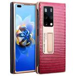 For Huawei Mate X2 QIALINO 2 in 1 Crocodile Pattern Genuine Leather + PC Phone Case(Red)