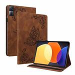 For Xiaomi Redmi Pad 5G Butterfly Flower Embossed Leather Tablet Case(Brown)