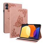 For Xiaomi Redmi Pad 5G Butterfly Flower Embossed Leather Tablet Case(Rose Gold)
