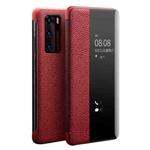For Huawei P40 QIALINO XiangNai Texture Side Window View Leather Phone Case(Red)