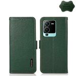 For vivo S15 Pro KHAZNEH Side-Magnetic Litchi Genuine Leather RFID Phone Case(Green)