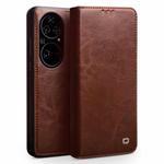 For Huawei P50 Pro QIALINO Genuine Leather Phone Case(Brown)