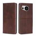 For Sharp Aquos Sense7 Cow Texture Magnetic Leather Phone Case(Dark Brown)