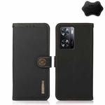 For OPPO A77 4G JP Version/A57 4G KHAZNEH Custer Genuine Leather RFID Phone Case(Black)