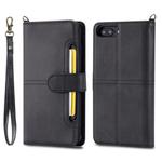For iPhone 6 Plus / 7 Plus / 8 Plus Multifunctional Detachable Magnetic Horizontal Flip Leather Case with Card Slots & Holder & Wallet & Photo Frame(Black)