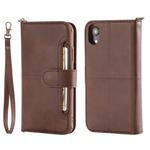 For iPhone XR Multifunctional Detachable Magnetic Horizontal Flip Leather Case with Card Slots & Holder & Wallet & Photo Frame(Coffee)