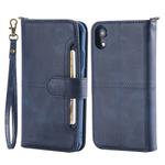 For iPhone XR Multifunctional Detachable Magnetic Horizontal Flip Leather Case with Card Slots & Holder & Wallet & Photo Frame(Blue)