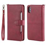 For iPhone XS Max Multifunctional Detachable Magnetic Horizontal Flip Leather Case with Card Slots & Holder & Wallet & Photo Frame(Red)