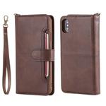 For iPhone XS Max Multifunctional Detachable Magnetic Horizontal Flip Leather Case with Card Slots & Holder & Wallet & Photo Frame(Coffee)