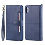 For iPhone XS Max Multifunctional Detachable Magnetic Horizontal Flip Leather Case with Card Slots & Holder & Wallet & Photo Frame(Blue)