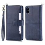For iPhone X / XS Multifunctional Detachable Magnetic Horizontal Flip Leather Case with Card Slots & Holder & Wallet & Photo Frame(Blue)