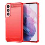 For Samsung Galaxy S23 5G Brushed Texture Carbon Fiber TPU Phone Case(Red)