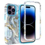 For iPhone 14 Pro Max Varnishing Water Stick TPU + Hard Plastic Phone Case(10022 Marble)