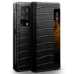 For Huawei Mate X2 QIALINO Crocodile Pattern Side Window View Genuine Leather Phone Case(Black)