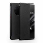 For Huawei Mate 50 Pro QIALINO Genuine Leather Side Window View Smart Phone Case(Black)